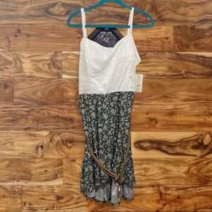 No Boundaries Cream and Olive Floral Mini Dress